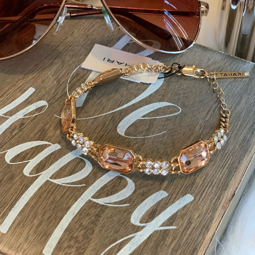 Tahari Faux Diamond Bracelet Gold Tone